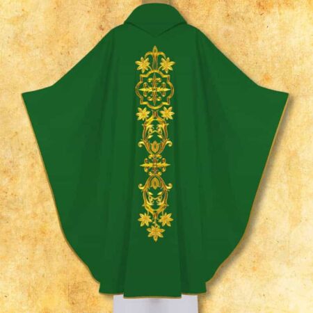 Casula verde bordada IHS na moldura