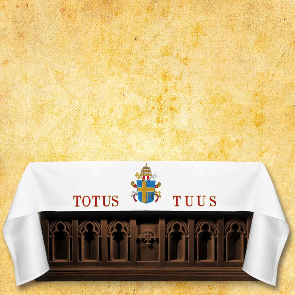 Toalha de altar bordada Totus Tuus