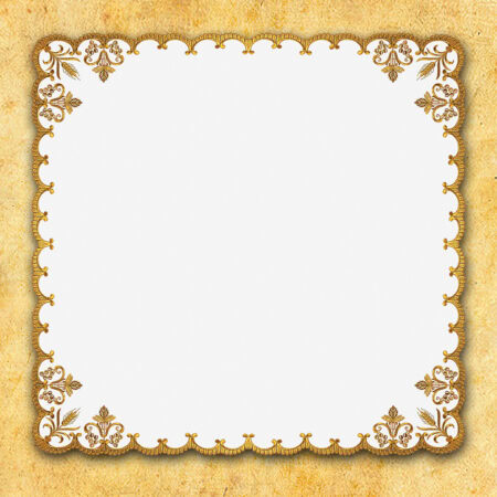 Cobertura bordada 95cm x 95cm com bordado dourado