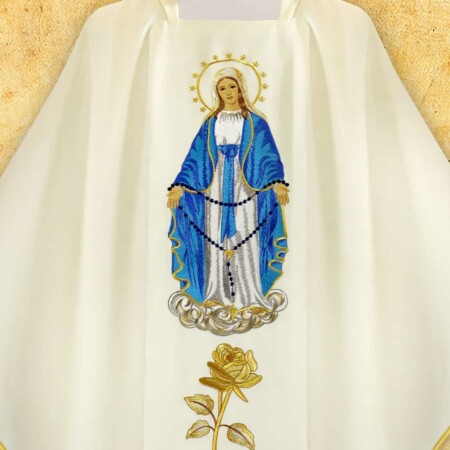 Casula bordada Mãe de Deus do Rosário