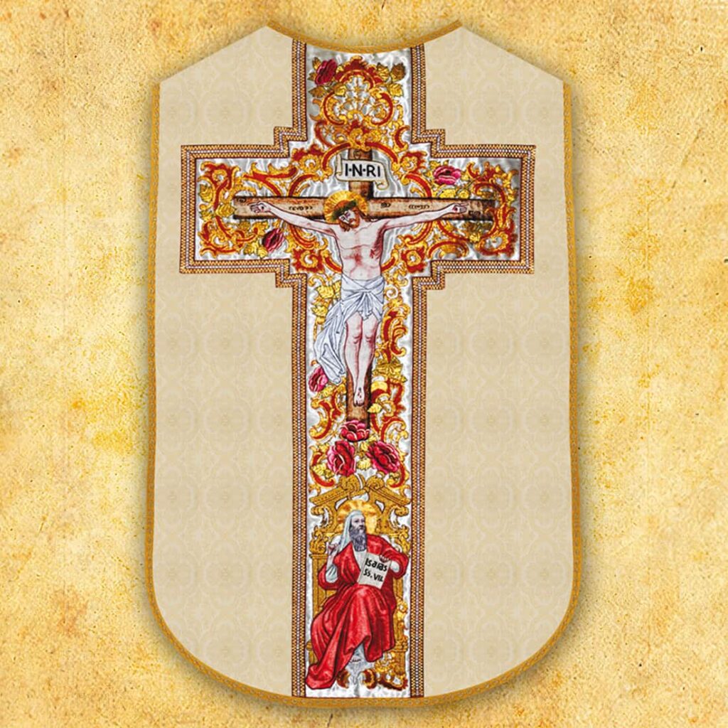 Casula romana réplica Jesus na Cruz