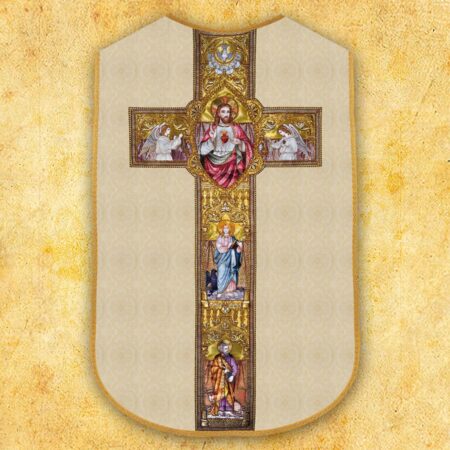 Casula romana réplica ecru Coração de Jesus