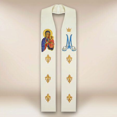 Estola bordada com a imagem da Mãe de Deus de Czestochowa