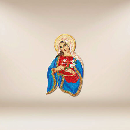 aplicação bordada Coração de Maria