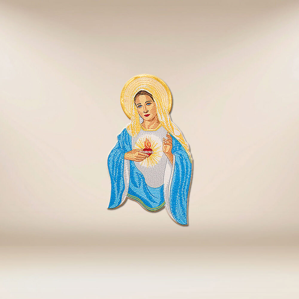 Aplicação bordada Coração de Maria
