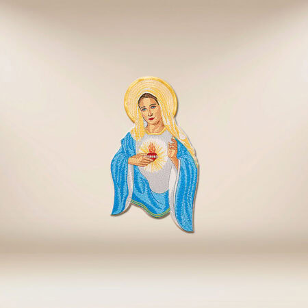 Aplicação bordada Coração de Maria