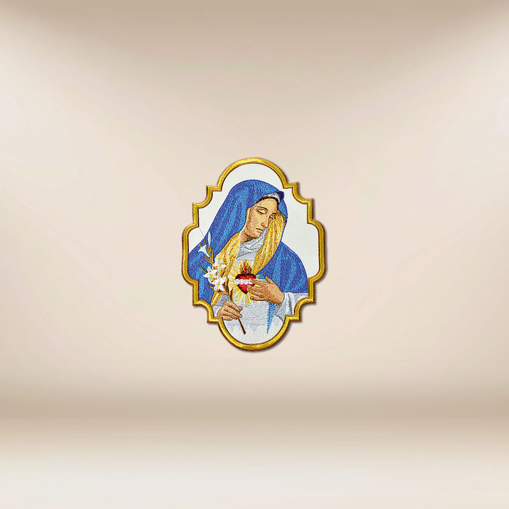 Aplicação bordada Mãe de Deus