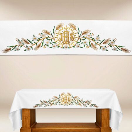 Toalha de altar com bordado IHS