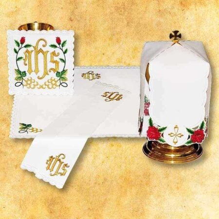 Conjunto litúrgico bordado Rosas