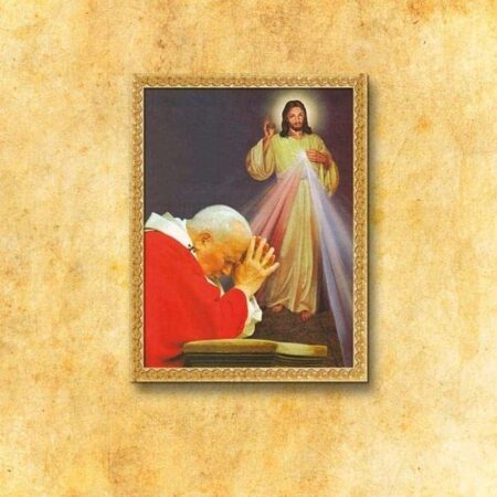Imagem em tecido João Paulo II e Jesus Misericordioso