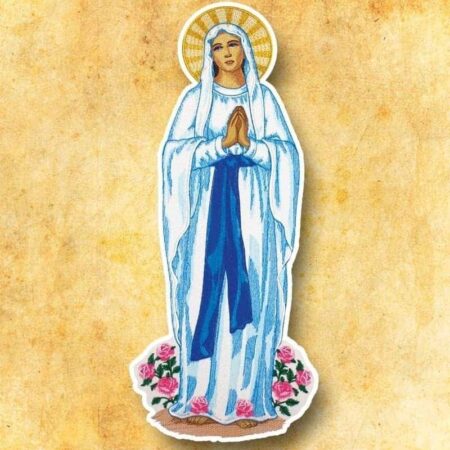 Aplicação bordada Mãe de Deus de Lourdes