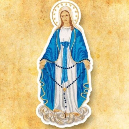 aplicação bordada Mãe de Deus do Rosário