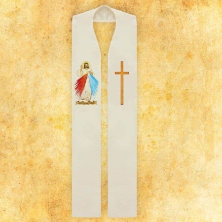 Estola litúrgica bordada com Jesus Misericordioso