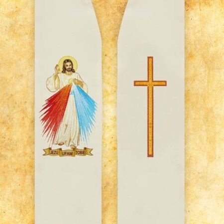 Estola litúrgica bordada com Jesus Misericordioso