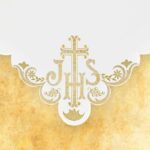 Cobertura bordada litúrgica com IHS