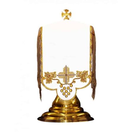 Conopeu véu píxide litúrgico dourado