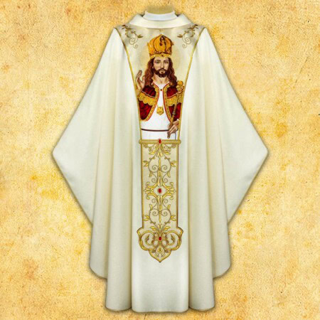 Casula litúrgica com Cristo Rei