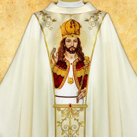 Casula litúrgica com Cristo Rei