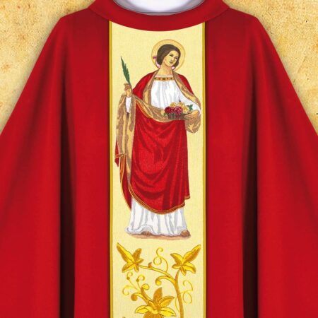 Casula com imagem de Santa Doroteia