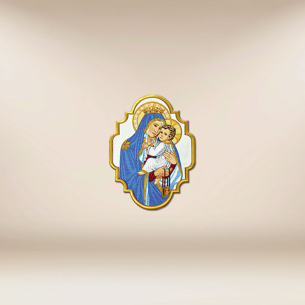 Aplicação bordada Nossa Senhora do Escapulário