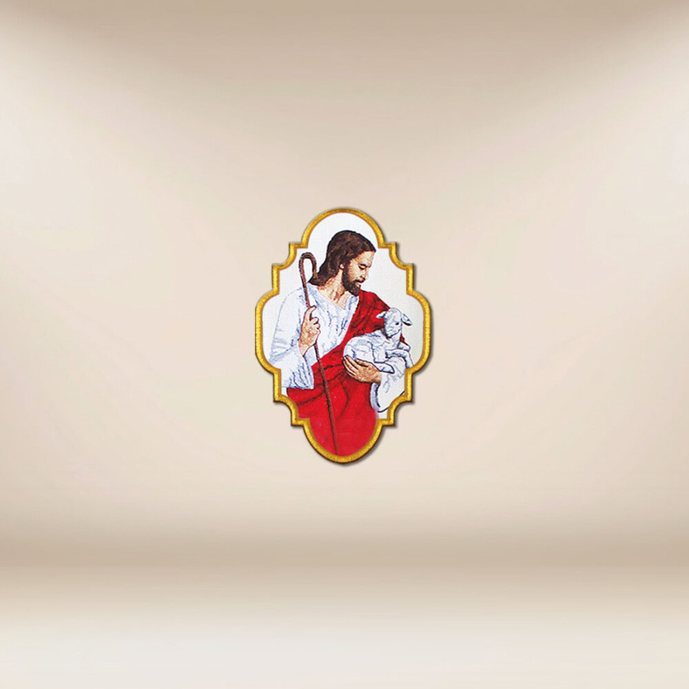 Aplicação bordada Jesus Bom Pastor