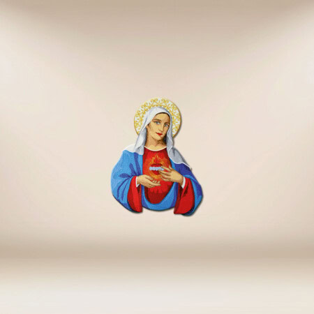 Aplicação bordada Coração de Maria