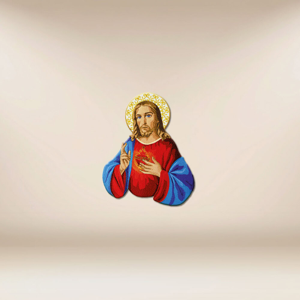 Aplicação bordada Coração de Jesus