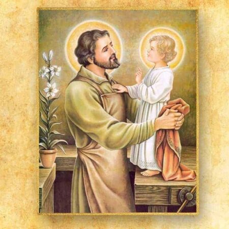 Decoração fotográfica São José com o Menino Jesus