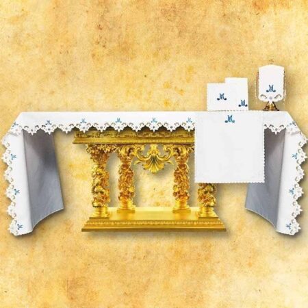 Toalha de altar Mariana com bordado azul