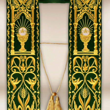 Estola bordada romana Cálice verde