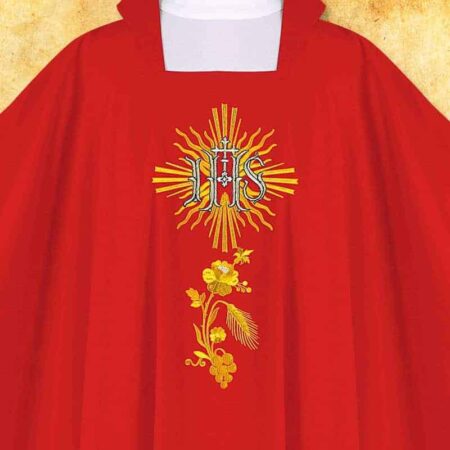 Casula bordada IHS vermelho