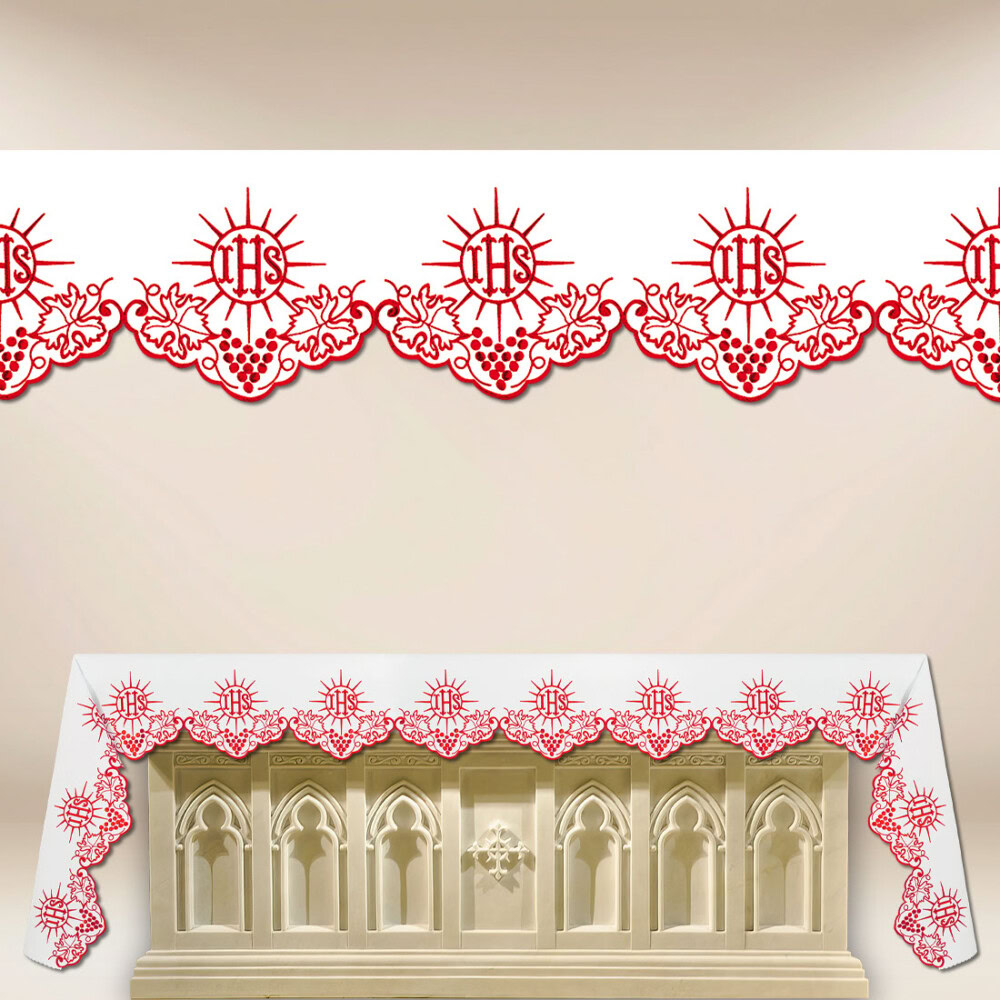 Toalha de altar bordada vermelha