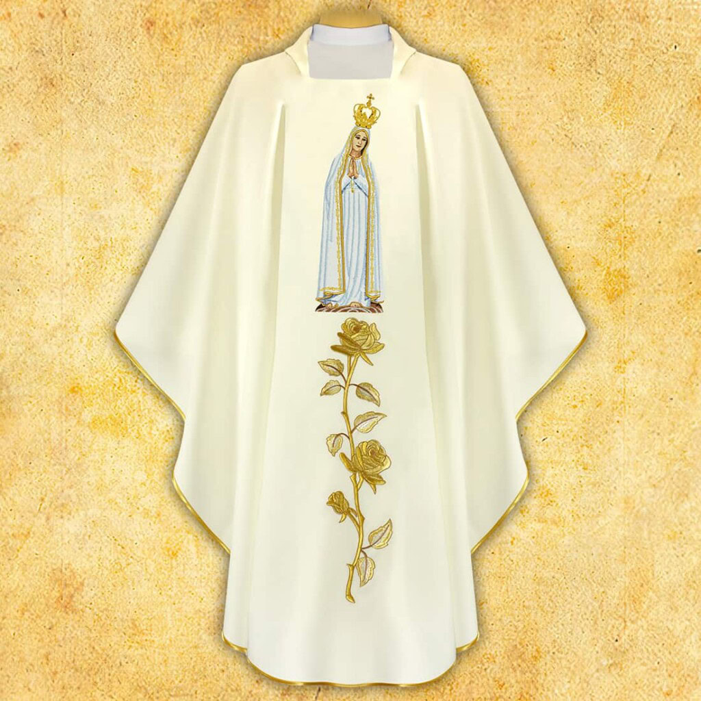 Casula bordada Mãe de Deus de Fátima