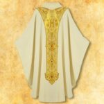 Casula bordada litúrgica ecru Jesus Miłosierny