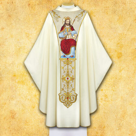 Casula litúrgica com Cristo Rei