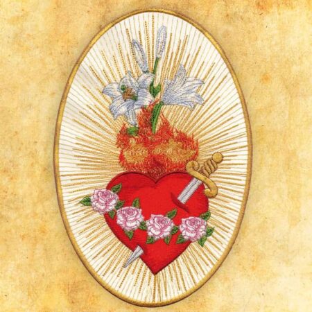 Aplicação bordada Coração de Maria