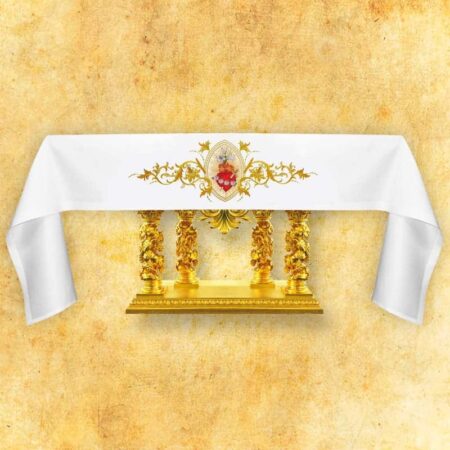 Toalha de altar bordada litúrgica Coração de Maria