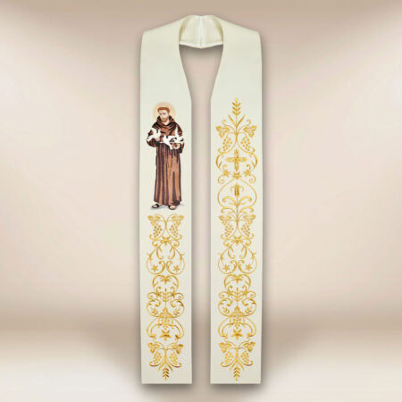 Estola bordada com a imagem de São Francisco