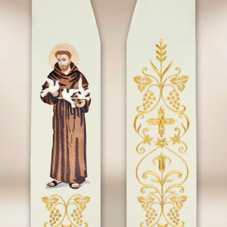 Estola bordada com a imagem de São Francisco