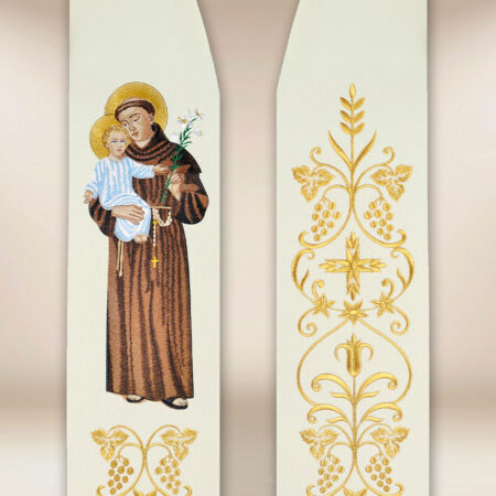 Estola bordada com a imagem de São Antônio