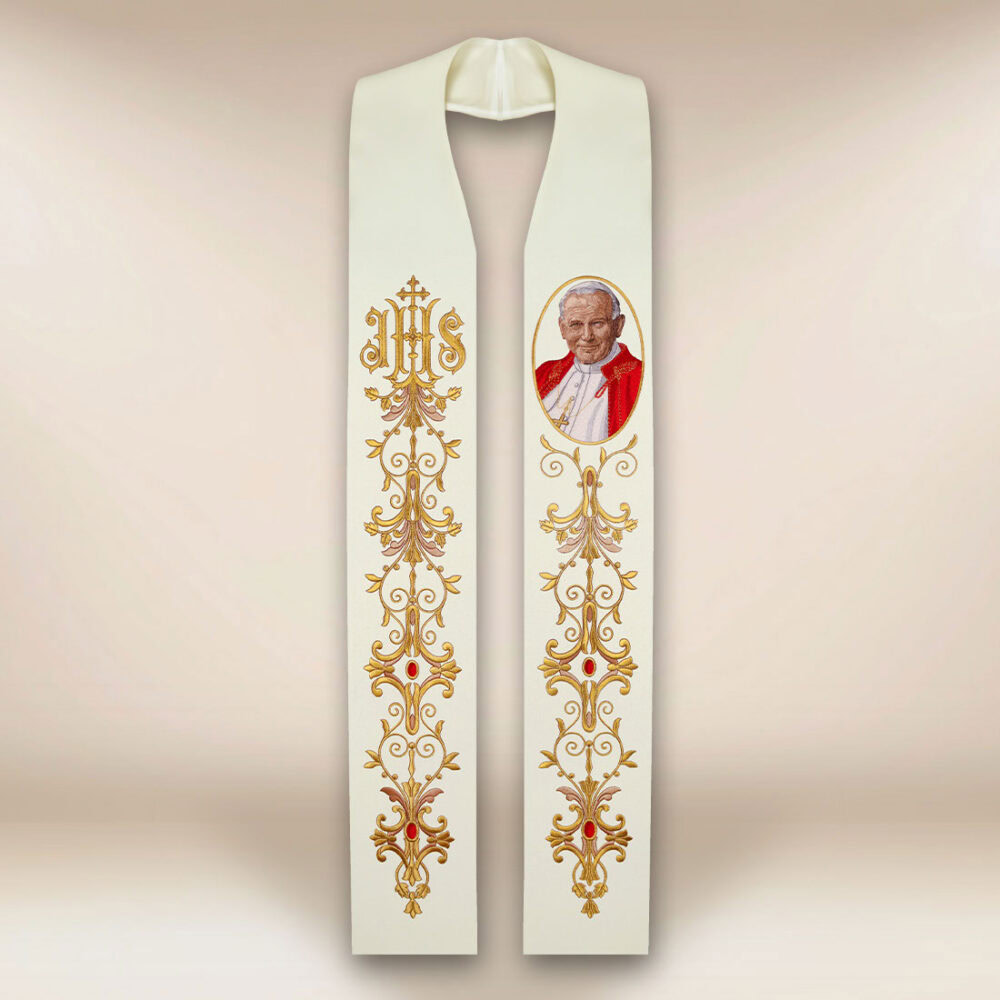Estola bordada com a imagem de São João Paulo II