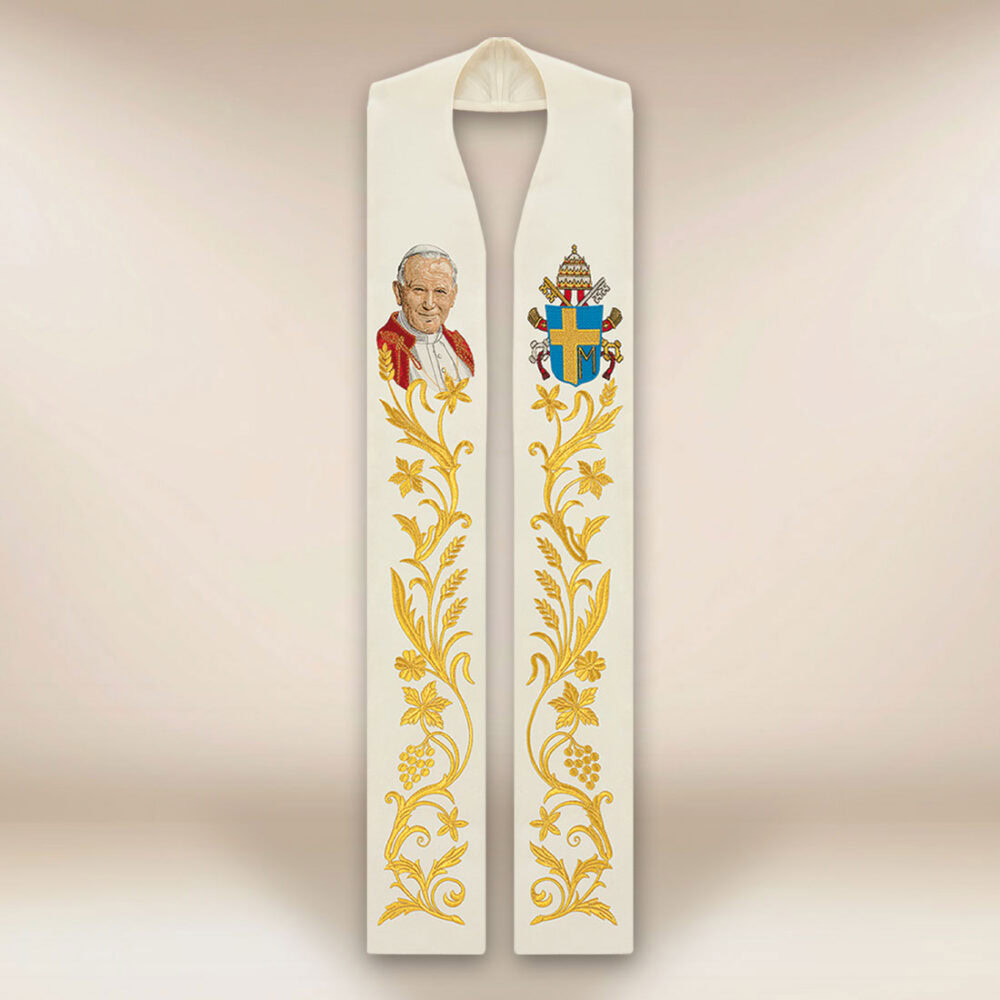Estola bordada com a imagem de São João Paulo II