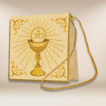 bolsa corporal bordada com o motivo do Cálice