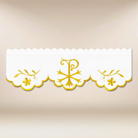 Tira de renda bordada com delicado bordado dourado
