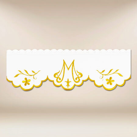 Tira de renda bordada com delicado bordado dourado