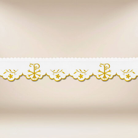 Tira de renda bordada com delicado bordado dourado