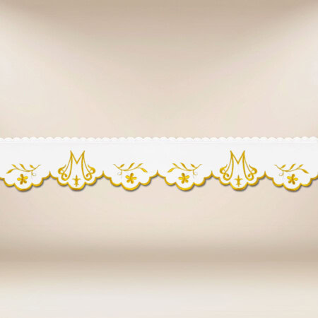 Tira de renda bordada com delicado bordado dourado