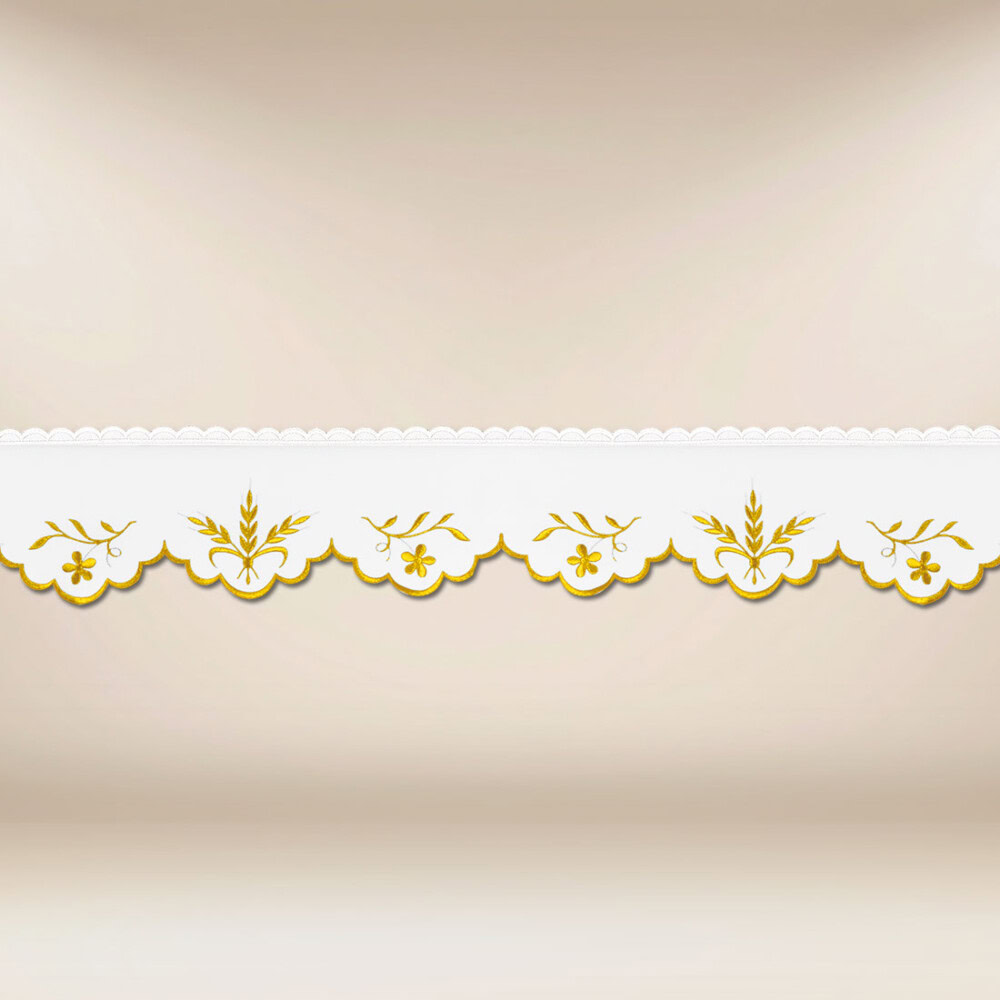 Tira de renda bordada com delicado bordado dourado