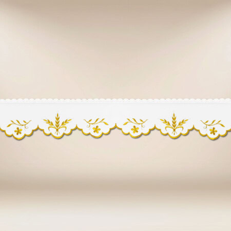Tira de renda bordada com delicado bordado dourado