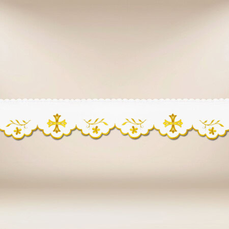 Tira de renda bordada com delicado bordado dourado